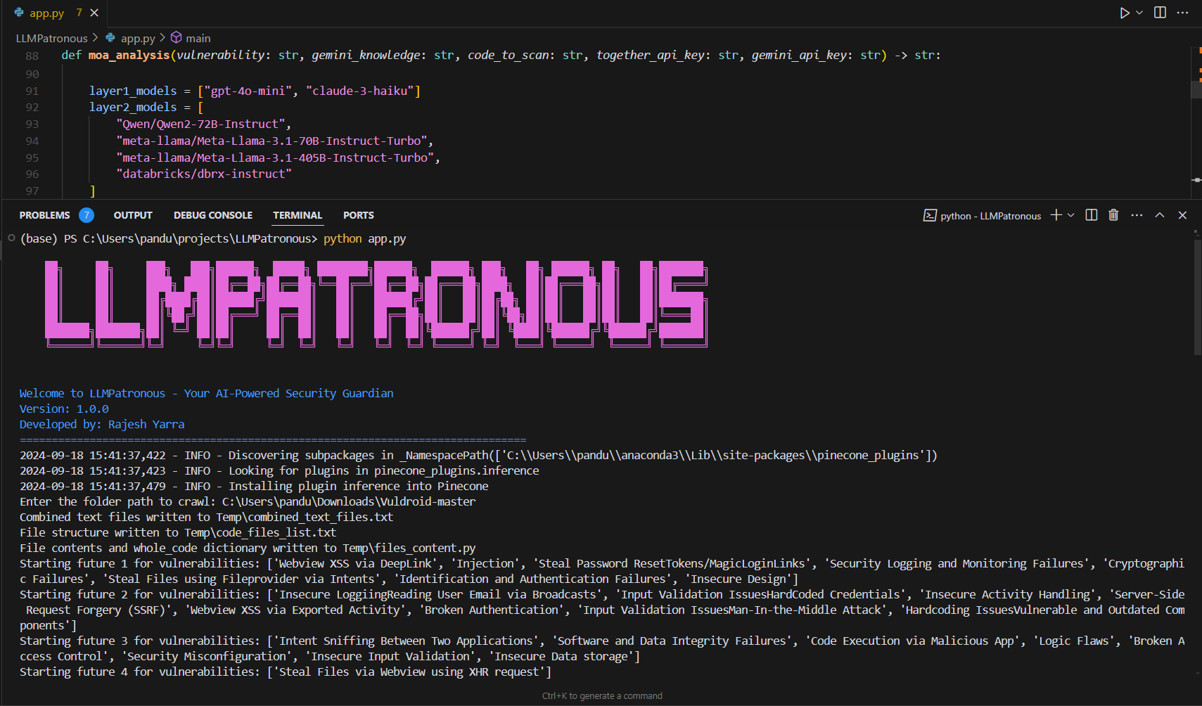 LLMPatronus main page screenshot